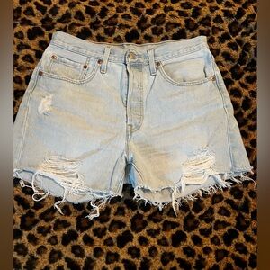 Levi's Light Blue Ripped Jean Shorts
